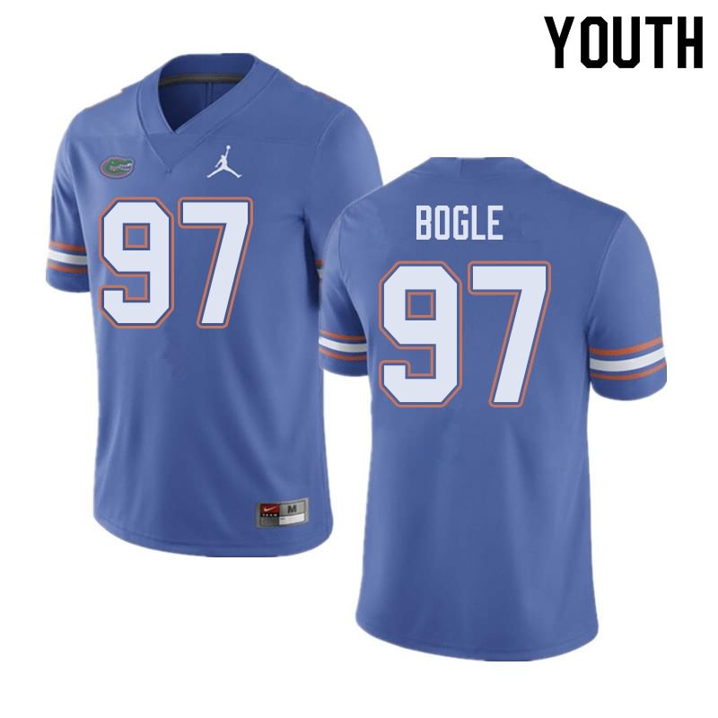 Youth NCAA Florida Gators Khris Bogle #97 Stitched Authentic Jordan Brand Blue College Football Jersey KUS1065AW